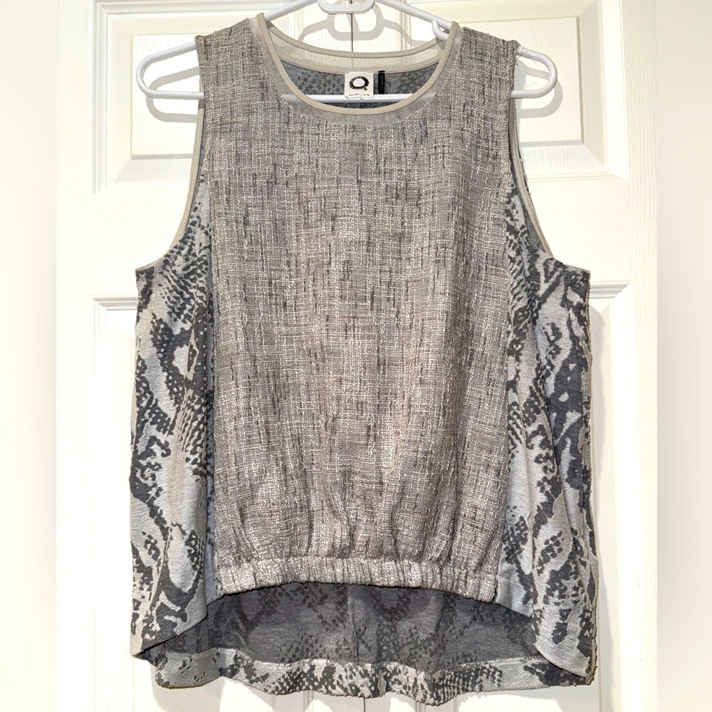 New AKEMI + KIN Marietta Cocoon Top Shirt Blouse Gray Snake Skin Anthropologie L